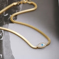 Best Selling Gold Plated Stainless Steel Diamond Flat Snake Chain Gold Filled Evil Eye Choker Necklace