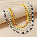 Jiingcan Crystal Women Boho Multi Color Beaded Necklace Choker Handmade Daisy Flower Design Seed Bead Necklace