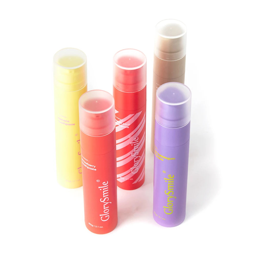 Private Label Fruit Toothpaste 60g Pump Bottle Fresh Breath Strawberry Banana Toothpaste