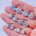Sterling Silver White Gold Screw Back Pass Diamond Tester Certified Round Moissanite Stud Earrings