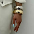 Chunky Smooth Wide Cuff Bracelet Bangle for Women Thick Gold Plated Waterproof Bracelet Bangle Jewelry