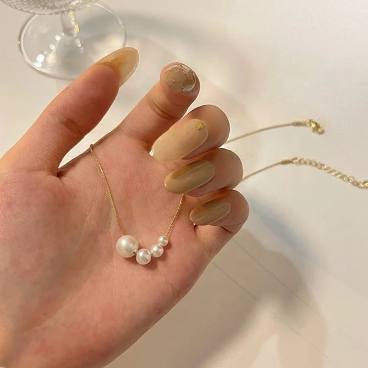 Classic Dainty Chain Pearl Choker Necklace Gold Plated Stainless Steel Simulated-pearl Pendant Necklace for Women Jewelry