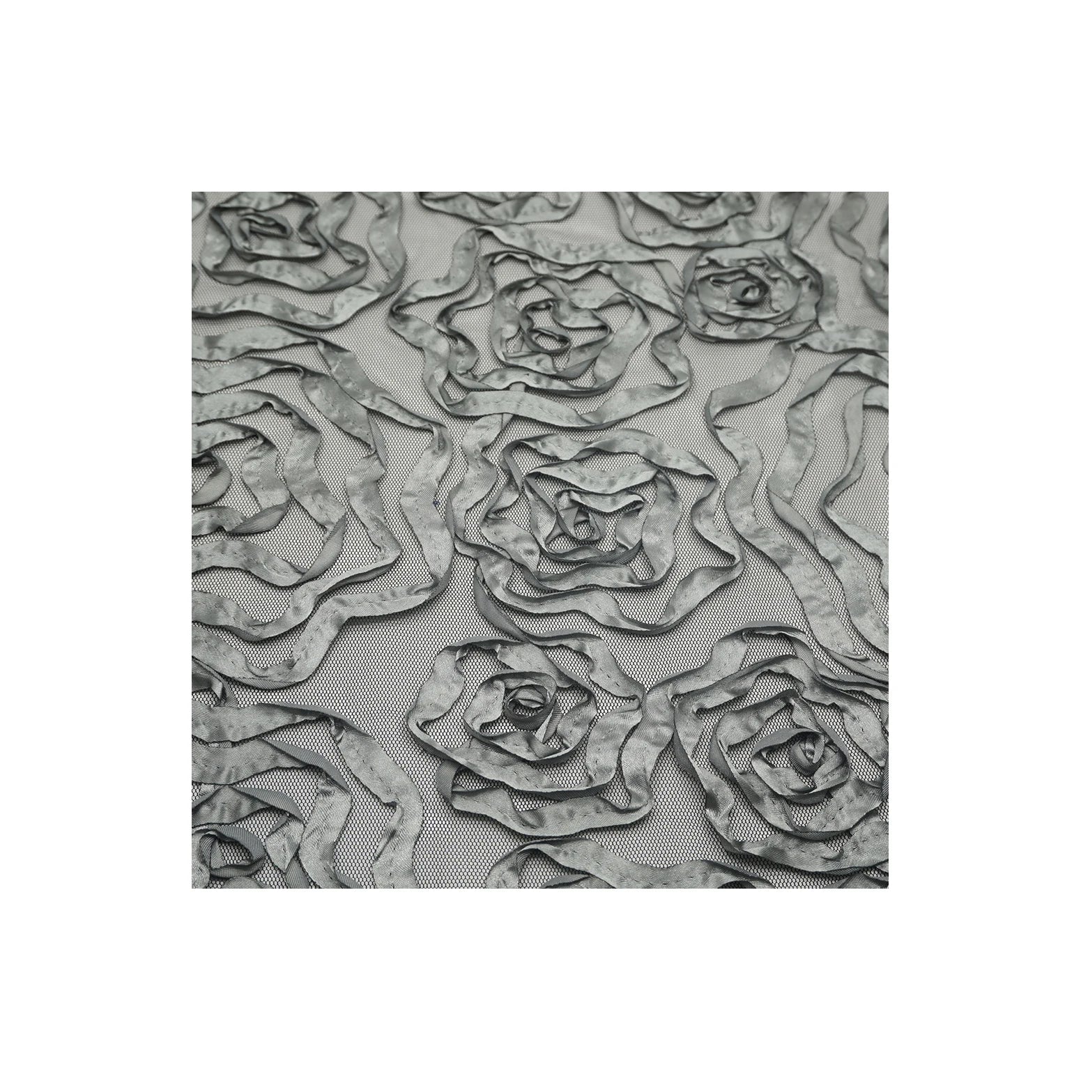Romantic Wedding Rosette Luxury Heavy Satin Tape Embroidery Dress Fabrics Tulle Net