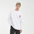Imperio Shop White Friends Casual Oversize Long Sleeve Men's T-Shirt with Print Pattern Breathable O-Neck