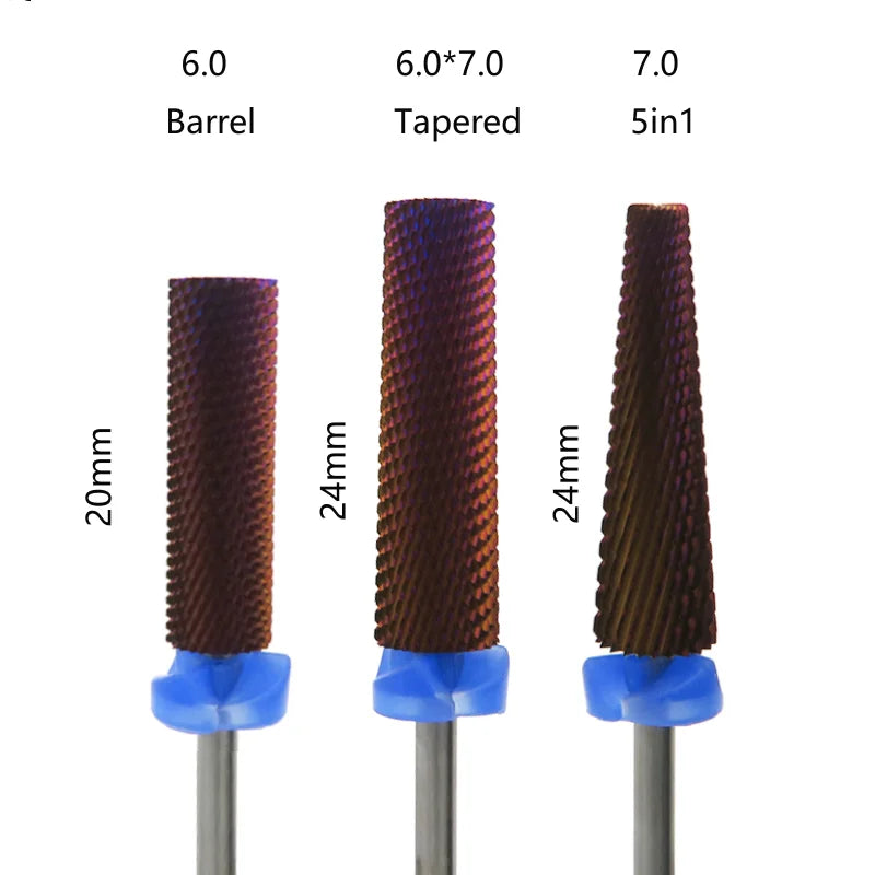 Purple Carbide Nail Drill Bits Super Long Nail Carbide Burrs for Nail Drill Machine