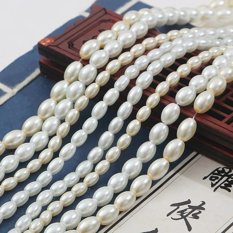White Oval Glass Pearl Beads  4/6/8mm for DIY Variety of Accessories Clothing and Hand Accessories