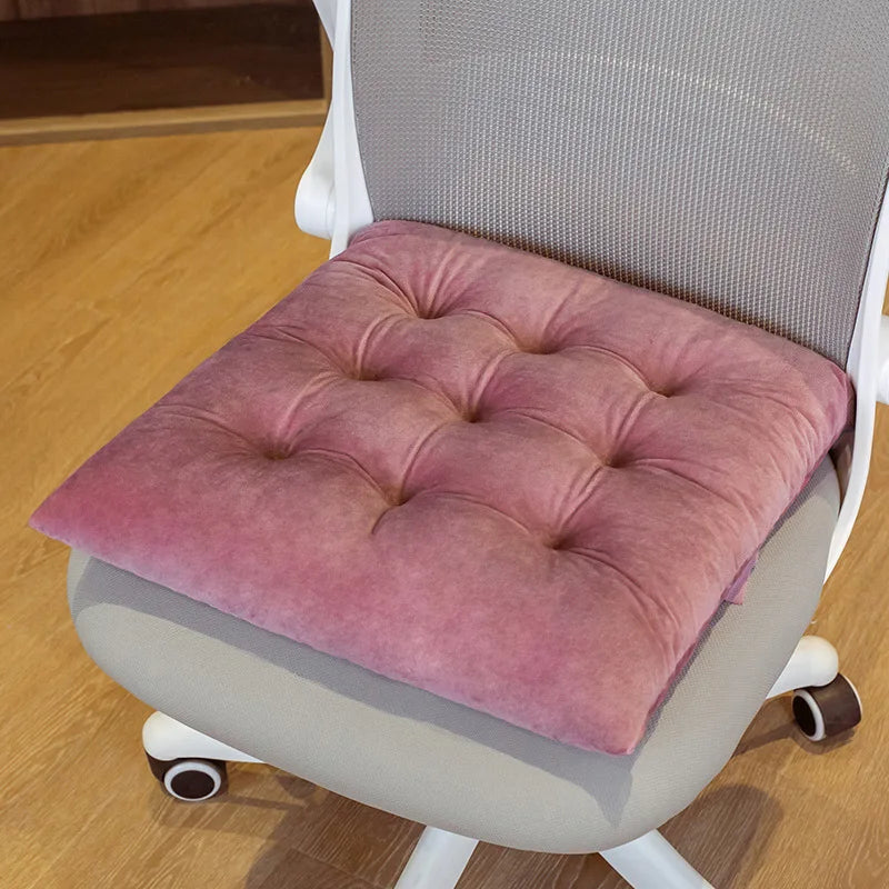 Fashion Solid Colors Plush Chair Pads Ties Foam-Filled Car Office Buckwheat Cushion Lumbar Pillows Seat Cushions-Factory Store