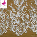 HY1609 Luxury France Handmade Beaded Tulle Mesh Lace With Pearls and Sequins Flower Fabric