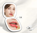 New Handheld LED Makeup Mirror with Light Portable Folding Makeup Mirror Rechargeable Hand-held Makeup Mirror