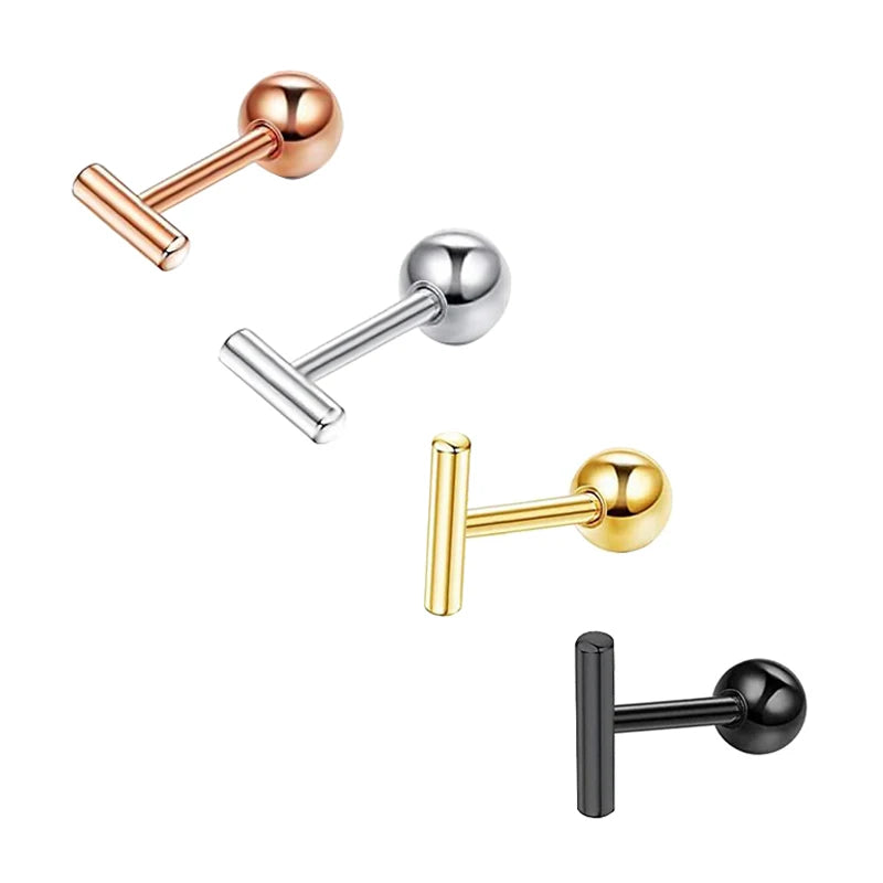 Hypoallergenic Stainless Steel Gold Plated Wedding Engagement Unisex Pierced Ear Labret Lip Flat Back Earring Tragus Helix