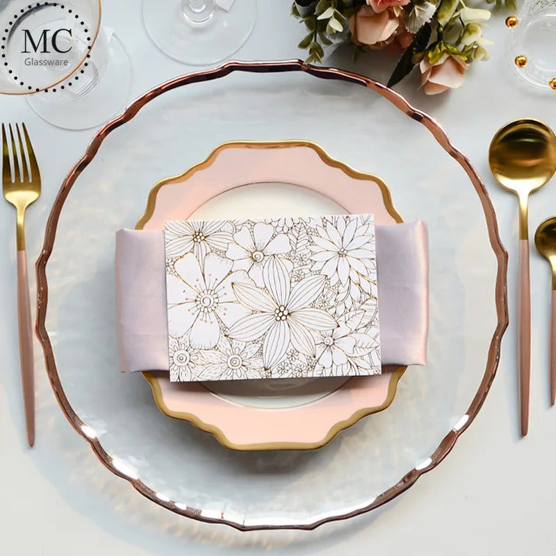 13 Inch Gold Rim Charger Plates for Dinner Wedding Party Event Decoration.