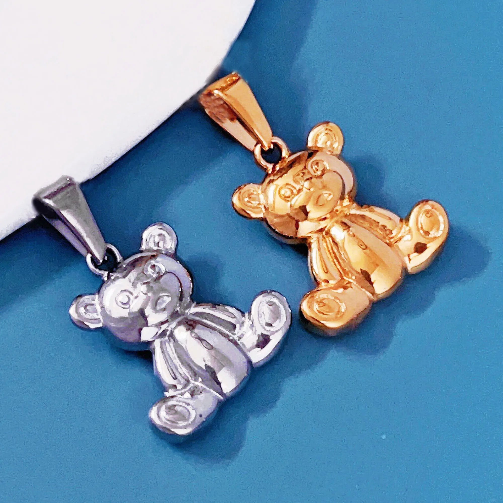Cute Animal Gummy Bear Charm Animal Pendant Stainless Steel Custom 18k Gold Men Offensive Bear Pendant Jewelry
