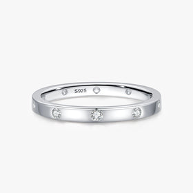 Ailmay Real 925 Sterling Silver Simple Zirconia Geometric Design Stackable Finger Ring for Women Anniversary Fine Jewelry Gift