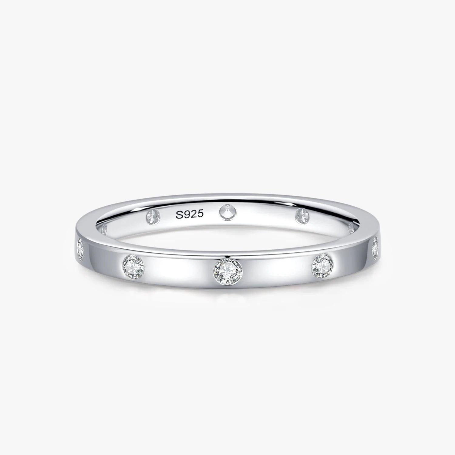 Ailmay Real 925 Sterling Silver Simple Zirconia Geometric Design Stackable Finger Ring for Women Anniversary Fine Jewelry Gift