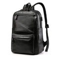 Unisex Custom Logo PU Leather School Backpack with Zipper Closure Fashionable Waterproof College Bag for Men Features USB Port
