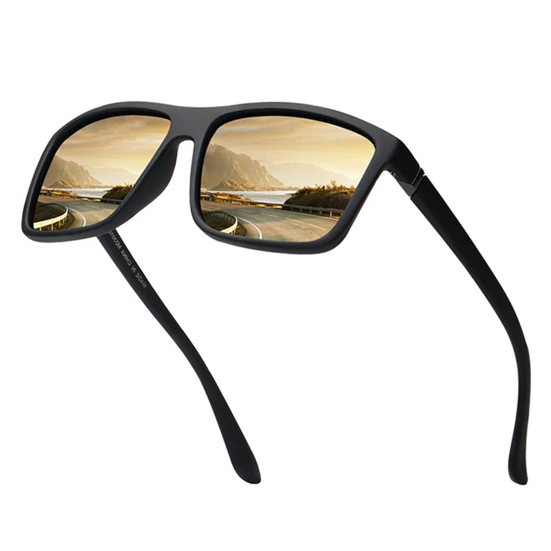 Classic Black Square Sunglasses Polarized Blue Lenses UV400 Optical Tac Custom Logo Men's Fashion Unisex Sun Glasses PC Frame