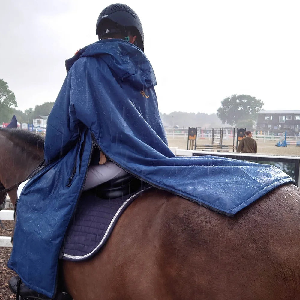 Custom Thick Fleece Lined Hooded Windbreaker Equestrian Horse Riding Winter Long Waterproof Warm Coat Jacket