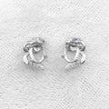 Sterling Silver 5*7mm Semi Mount Stud Earrings Empty Frame Support Blank Setting S925 Base Without Center Stone for DIY Inlay