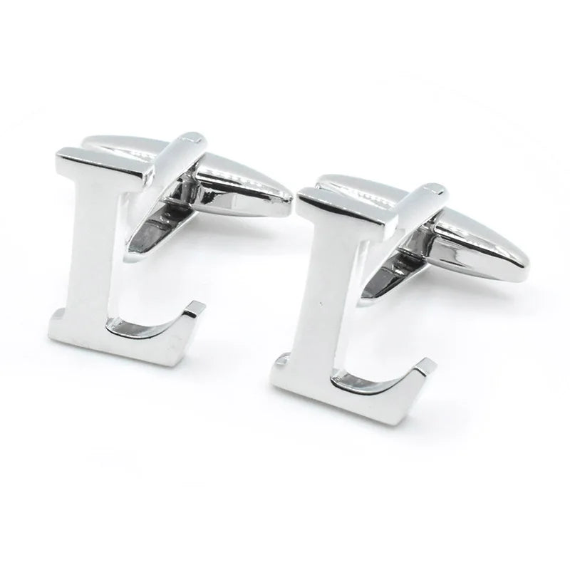 Wholesale Silver K Alphabet Letter Novelty Fine Cufflinks Custom Mens Suit Shirt Accessory Wedding Tuxedo Trendy Jewelry