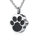 Children's Pet Urn Pendants Ashes Stainless Steel Silver Plated Paw Print Keepsake Cremation Jewelry Necklace Memento Funeral