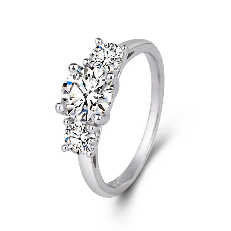 Hot Pretty Jewelry 925 Sterling Silver Moissanite Round Wedding Diamond Woman's Eternity Ring