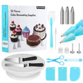 52pcs Cake Baking Nail Decorating Set Turntable Scraper with Plastic Silicone Steel PP Components for Food Packaged in Box