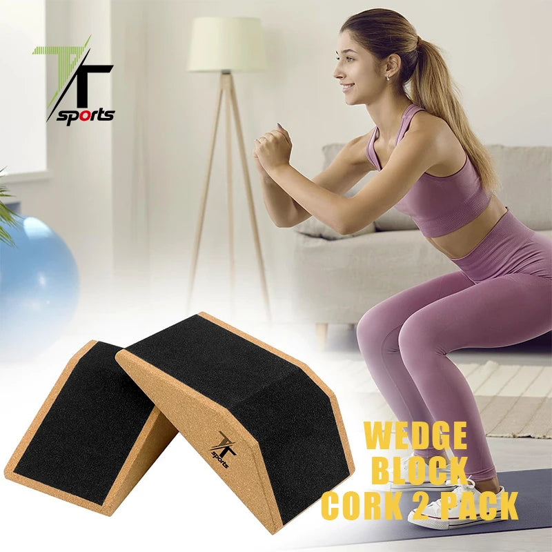 Cork Squat Wedge Block 2-Pack Squat Ramp Wedge for Calf Raises Squat Wedge Block for Calf Stretching Slant Board