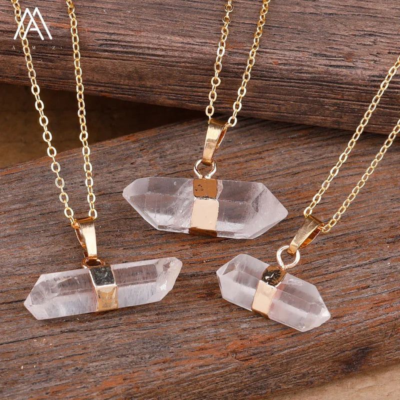 Raw Crystal Necklace  Healing Chakra Genuine Stone Wrapped Pendant Necklaces  Birthday Gifts