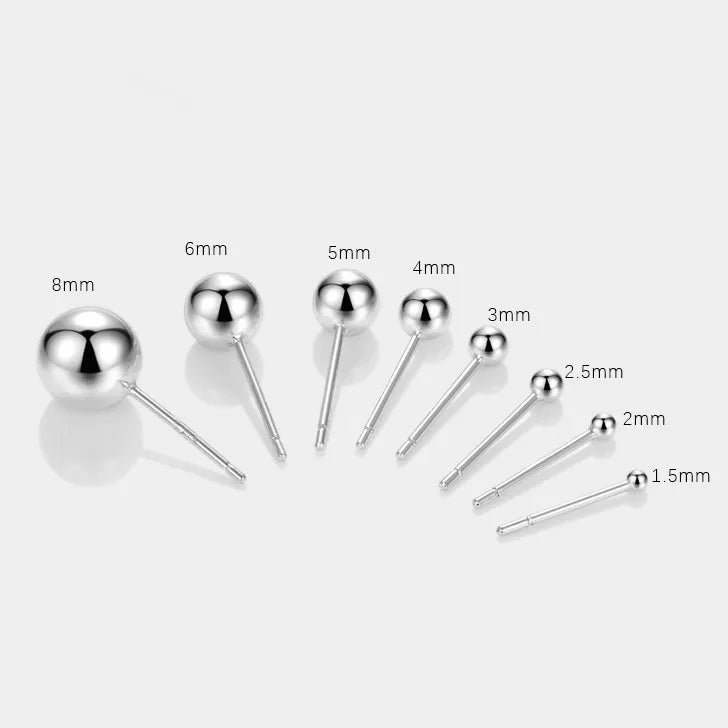 Simple Bead Earrings 925 Sterling Silver Round Minimalist Stud Finding Set Gold Plated Posts for Women  Fine Jewelry Wholesale