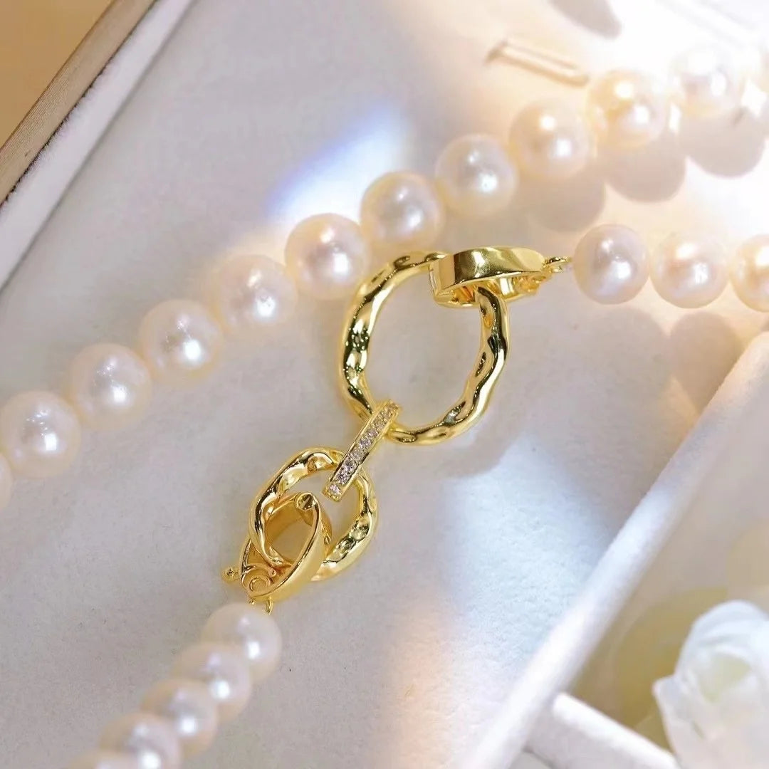 C284 7-8mm 925 Sterling Silver 18K Gold Plated Pearl Clasp for Jewelry Wholesale Metal Cord Ends Clasp Necklace/bracelet Clasp