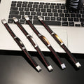 2023 Vintage Engraved Words Bracelet Braided Leather Woven Rope Simple Stainless Steel Men Bracelet