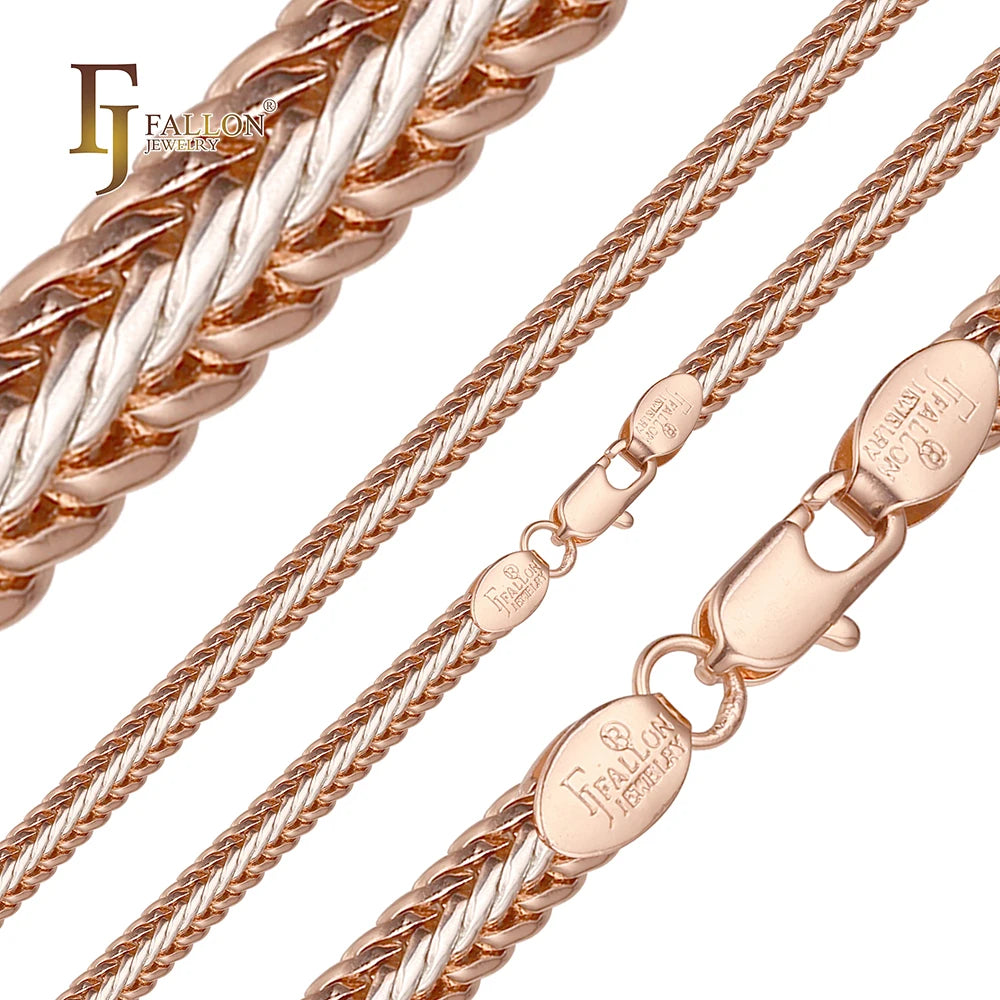 5mm FJ Fallon Fashion Jewelry Foxtail Compact Link Chain Plated in Rose Gold Two Tone Brass Based