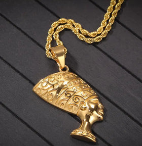 Caicai Cleopatra Pendant Stainless Steel Necklace Students Male Female Popular Retro Hiphop Accessories Waterproof Jewelry
