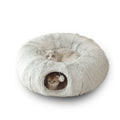 Plush Cat Bed with Tunnel for Indoor Multifunctional Cat Tunnel Bed with Fluffy Plush Donut Cat Tunnel
