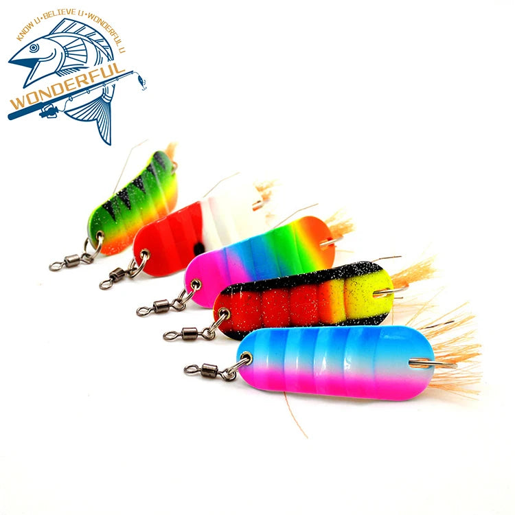 Good Quality Wholesale 65mm 21g Artificial Colorful Hard ABS Plastic Trolling Slow Jigging Spinner Sequins Spoon Bait