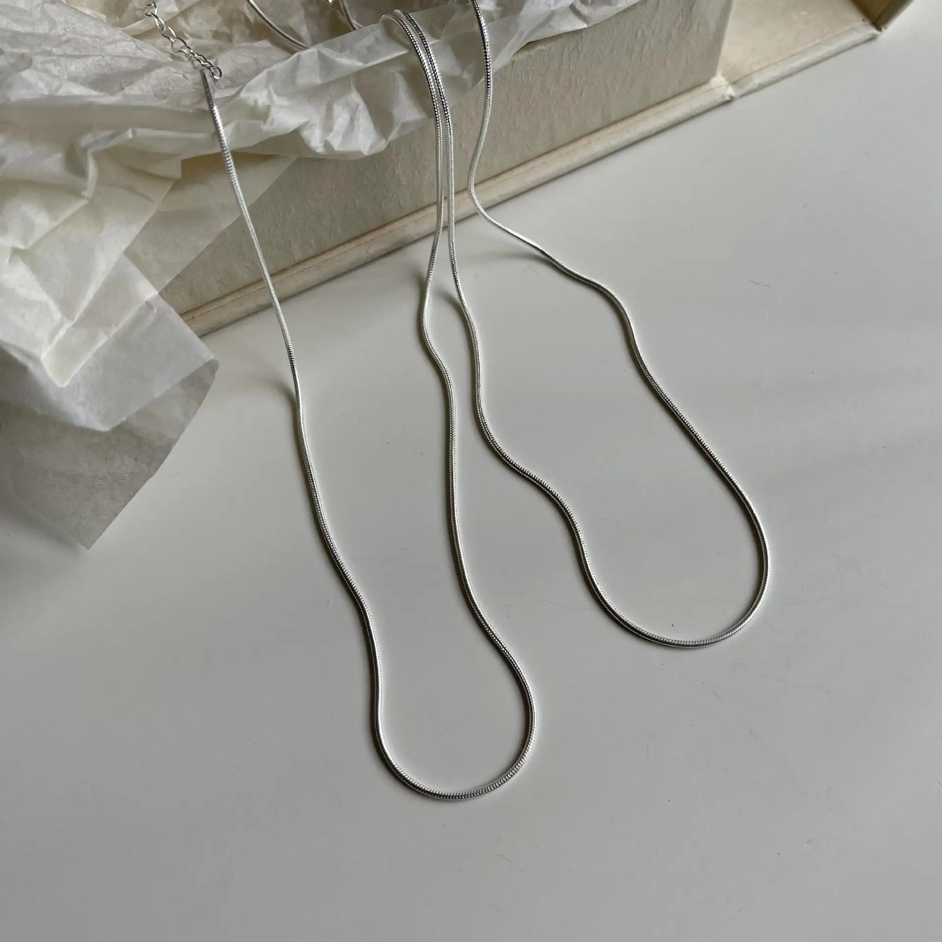 VIANRLA 1mm Snake Chain 925 Sterling Silver Necklace Snake Chain Layering Dainty Minimal Chain