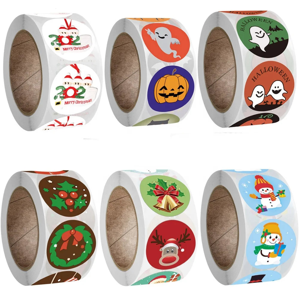XJH Happy Christmas Die Cut Customized Merry Christmas Sticker for Christmas Gift