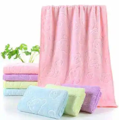 Microfiber Fabrics Velvets  Emboss Bear Design Towels