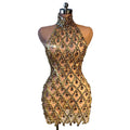 New Shiny See Through Rhinestone Sequins Evening Gowns Banquet Birthday Party Bodycon Dress Women Backless Club Prom Dress