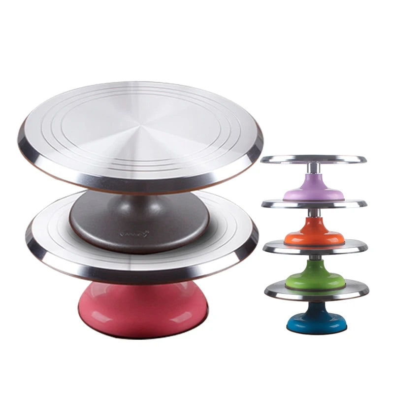 Customized LOGO  Top Seller Aluminum Alloy Non-slip Cake Turning Rotating Table Decorating Turntable Stand