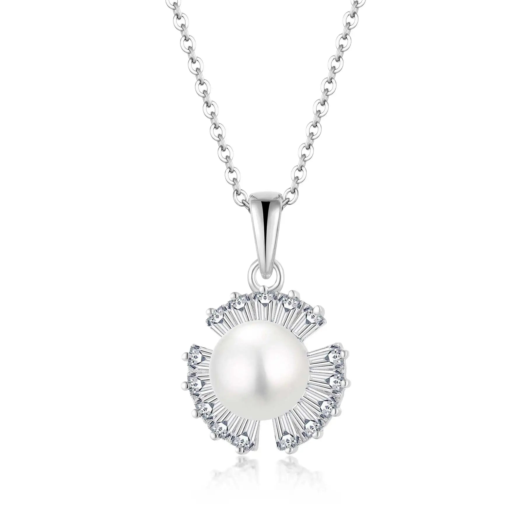 Qingxin CUSTOM OEM Fine Jewelry 925 Sterling Silver Rhodium Plated Freshwater Pearl Women Mom Day Gift Necklaces