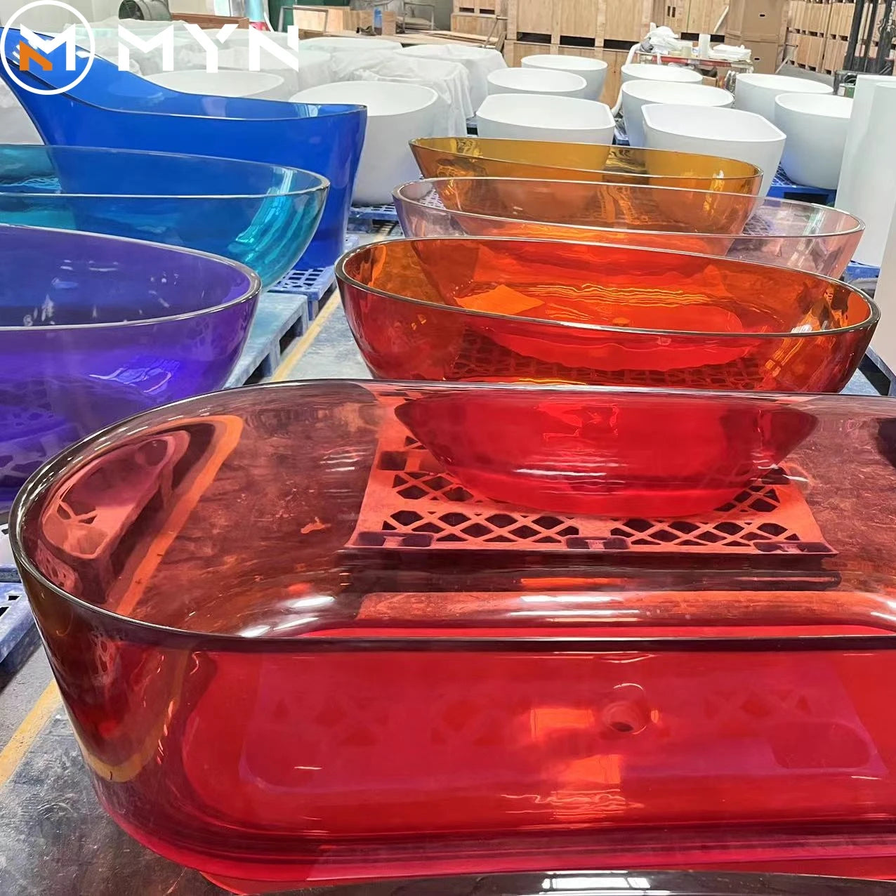 Transparent Freestanding Resin Bathtub Free Stand Bath Resin Composite Tub Cast Resin Bath Tub Freestanding