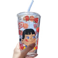 Madou Large Capacity Heat Resistant Cute Cartoon Glass Cup for Coffee Juice Milk Water-Eco-Friendly Straw Drinkware Mugs