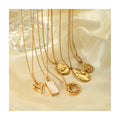 Ins Best Selling  316L Stainless Steel 18K Face Textured Oval Pendant Charms Necklace for Women Waterproof Jewelry