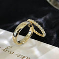 Ruyi 2024 14k Yellow Solid Gold love Couple Ring Resizable Wedding Rings Set for Male and Female