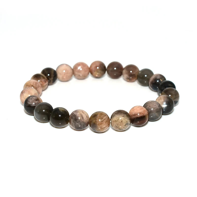 Wholesale 4/6/8/10mm Natural Black Sunstone Bracelet For Women Men