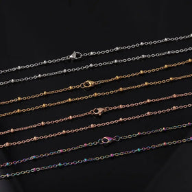 Wholesale Custom Stainless Steel Necklace Chain 18k Gold Plated Ball Link Beaded Chain for Jewelry Making