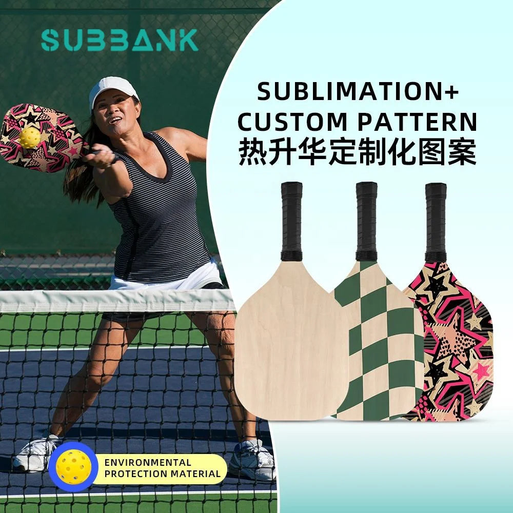 Subbank Custom Premium Wood Pickleball Paddle Set Plywood Sublimation Blanks for DIY Printing Tournament Approved Pickle Paddles