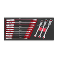 12PCS Flexible Combination Ratchet Wrench Tool Box Set OEM in Red EVA Foam Tray for Garage Tool Trolley Use