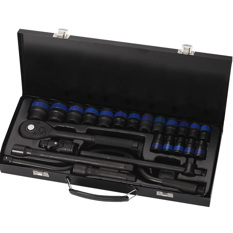 Metric1/4-Inch Drive 24pcs Socket Wrench Set Mechanic Tools Kit Bit Sockets for Automotive Repair Household Tool Set